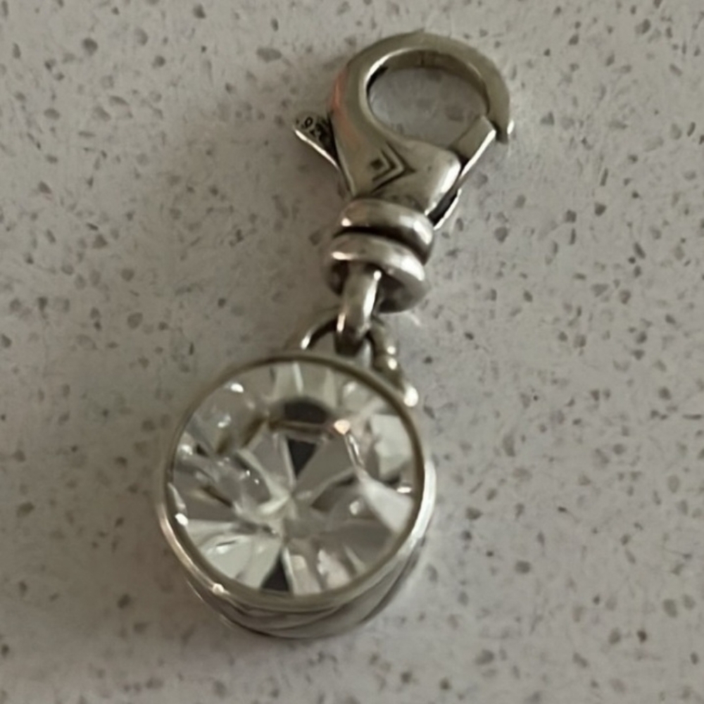 Silpada Sterling "Birthday Bliss" Cubic Zirconia April Birthstone  Charm C2530